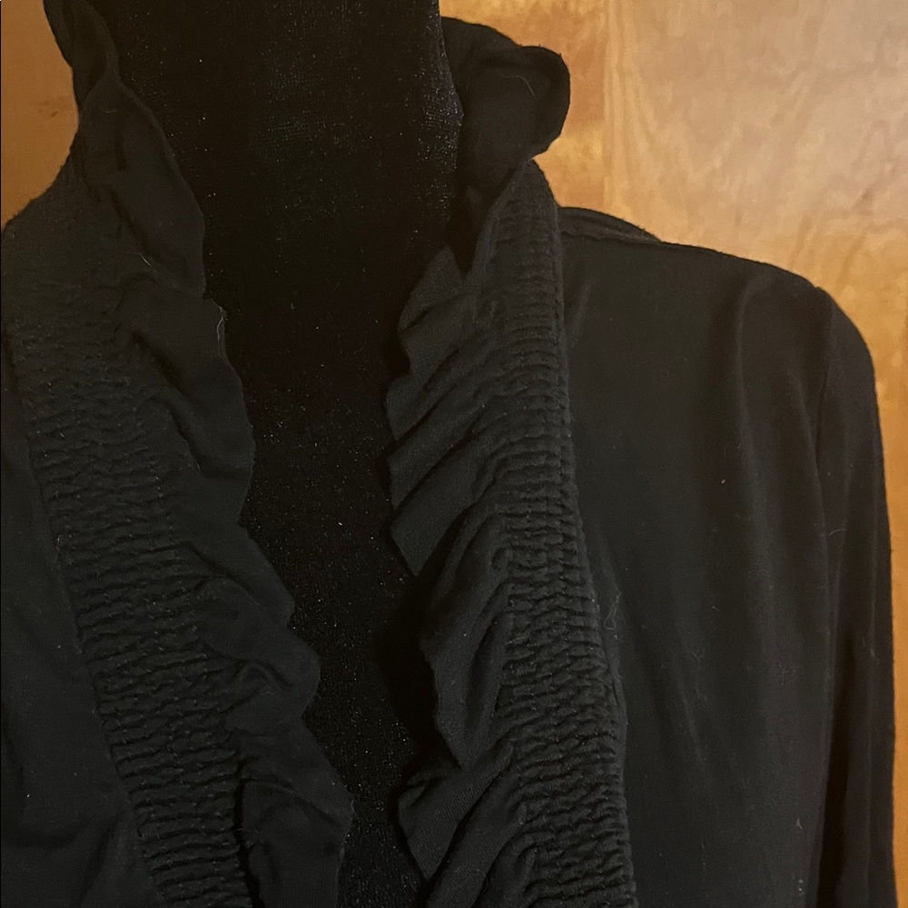The Pyramid Collection Large Black Ruffled Cardigan - Picture 3 of 4
